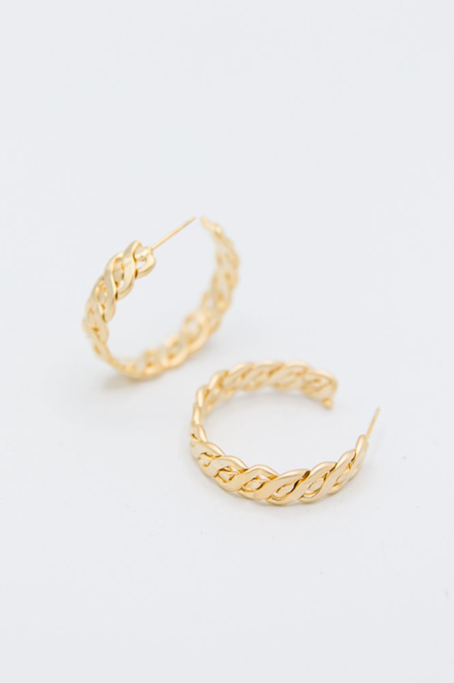 Golden Stella Jewelry | Matte Gold Chain Hoops