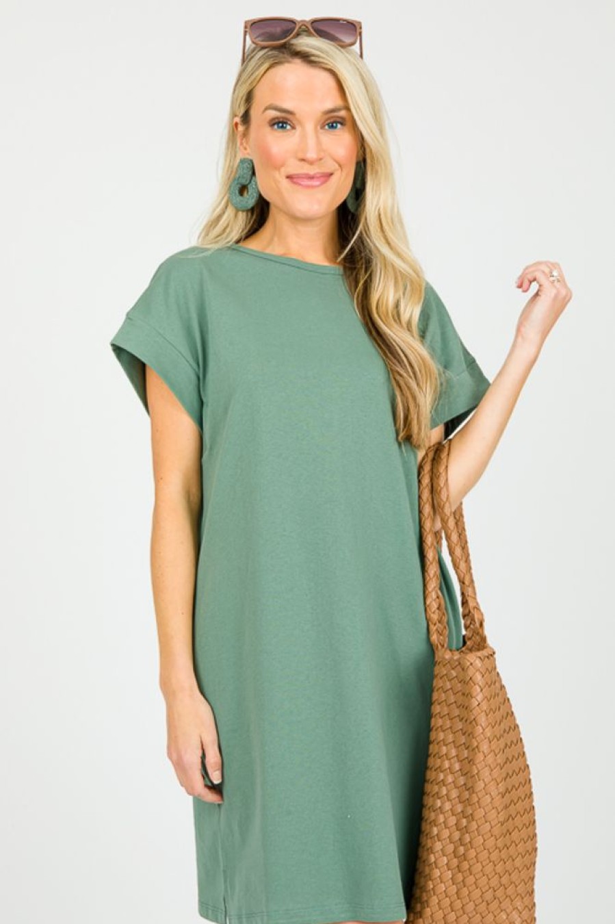 LLove Dresses W/ Sleeves | Morgan T-Shirt Dress, Surf Blue