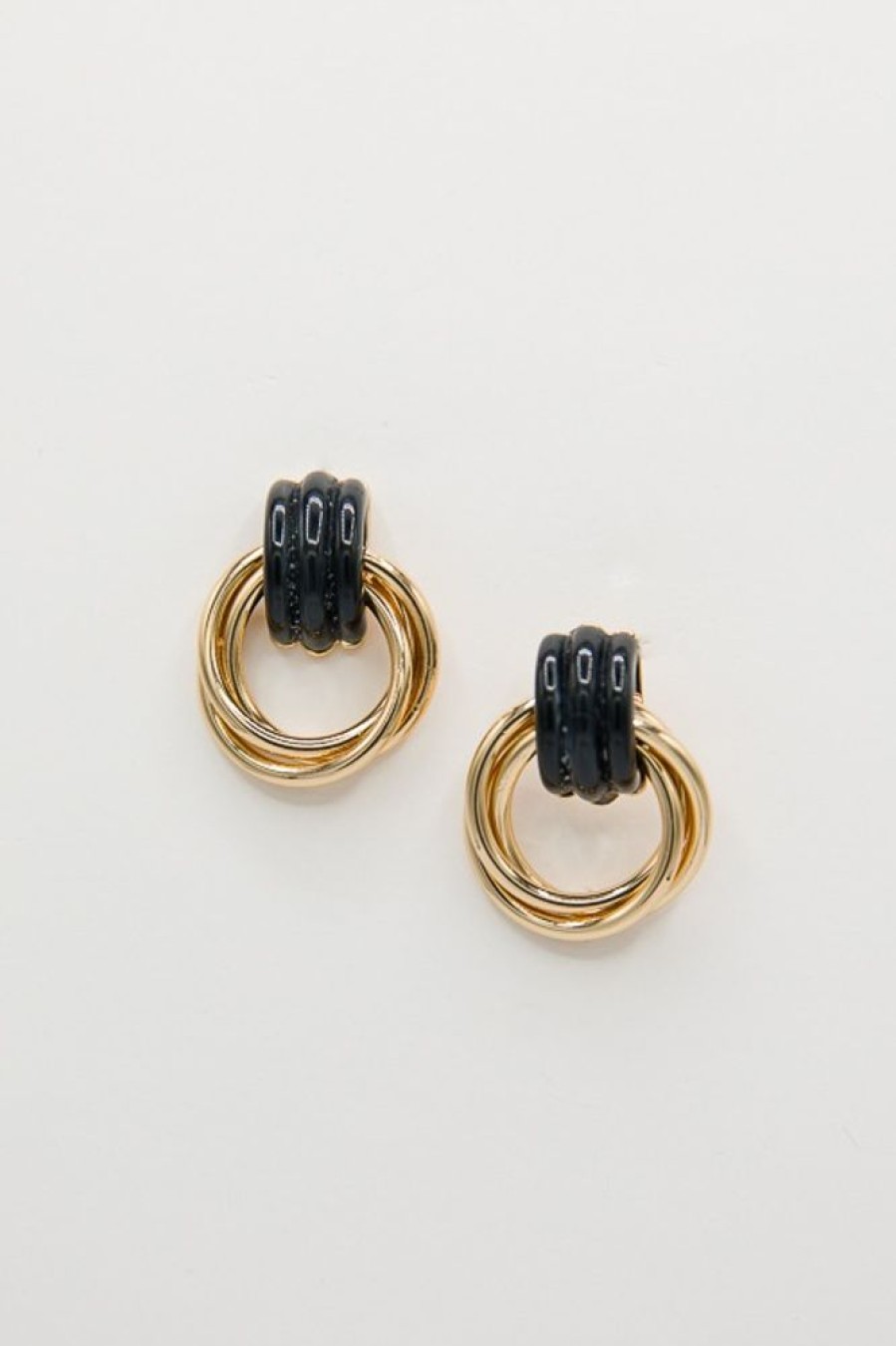 Golden Stella Jewelry | Triple Knotted Earrings, Black