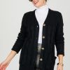 On Blue 3/4 & Long Sleeve | Cable Knit Button Cardi, Black