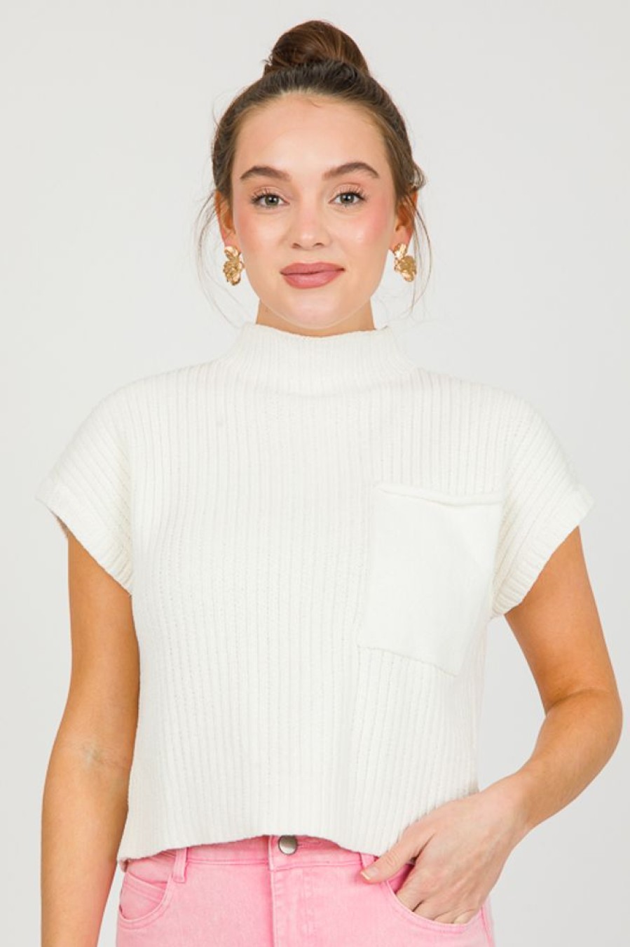 Entro Cardigans & Sweaters | Leigh Pocket Sweater, Off White