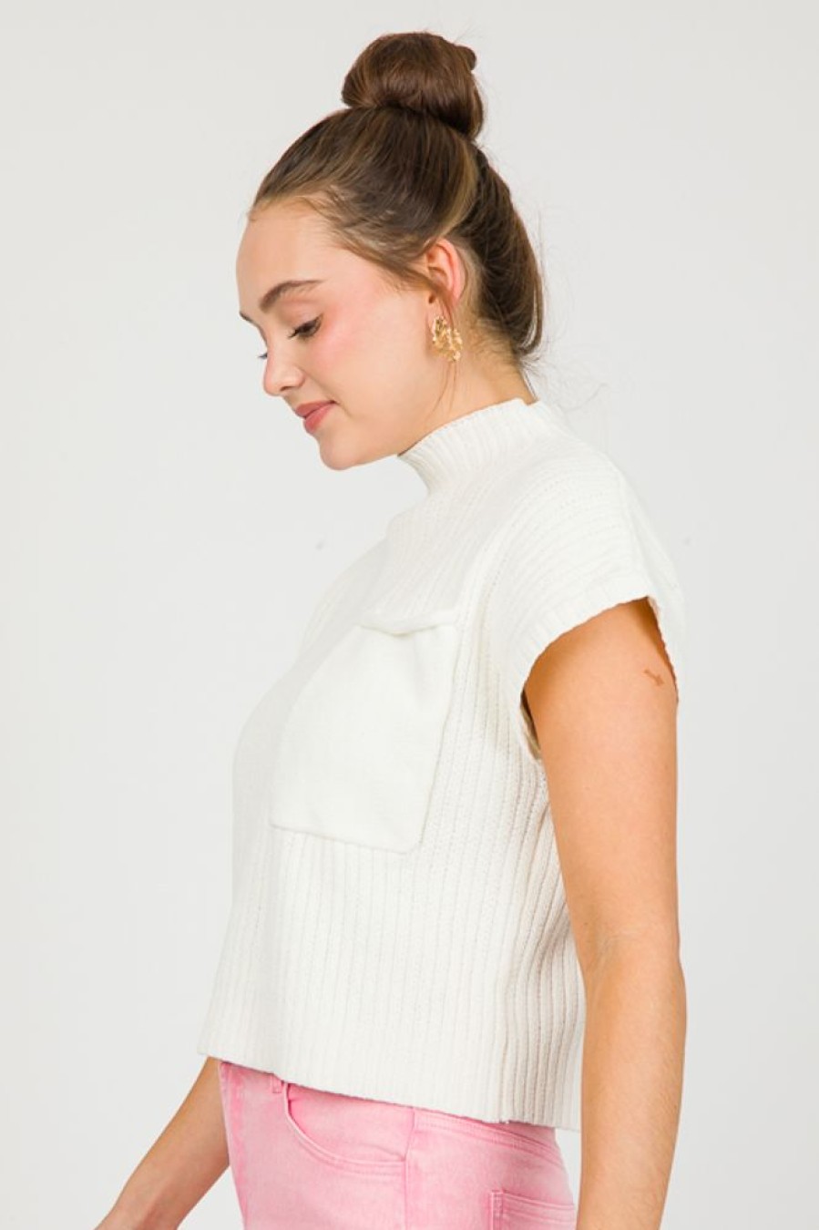 Entro Cardigans & Sweaters | Leigh Pocket Sweater, Off White