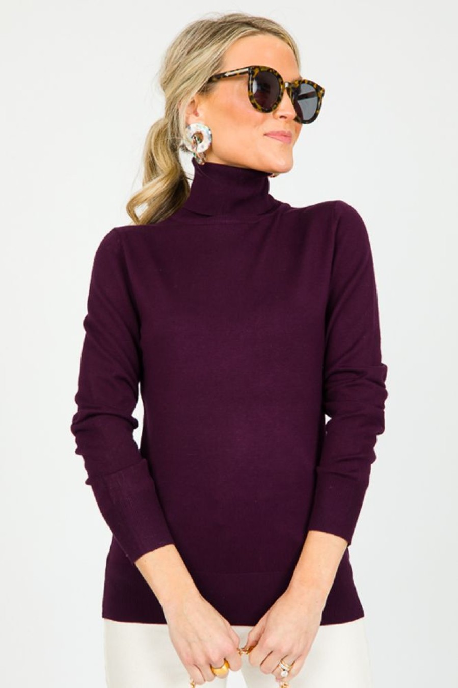 Cielo 3/4 & Long Sleeve | Simple Turtleneck, Dark Purple