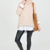 Miracle 3/4 & Long Sleeve | Dip Hem Stripe Sweater, Rust/Cream