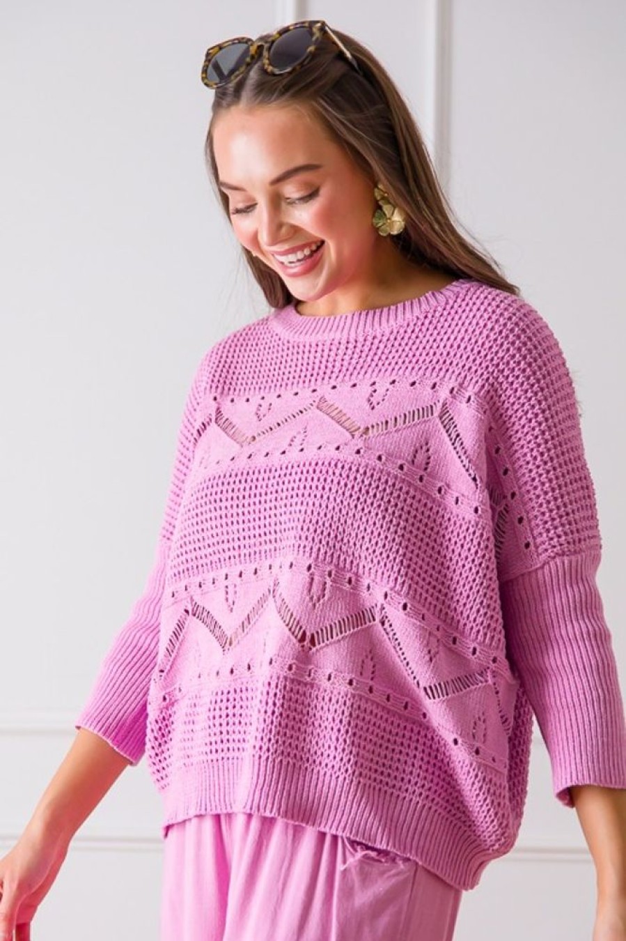 Hem & Thread 3/4 & Long Sleeve | Laurie Sweater, Orchid Purple