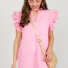 Entro Sleeveless | Quilted Ruffle Dress, Pink