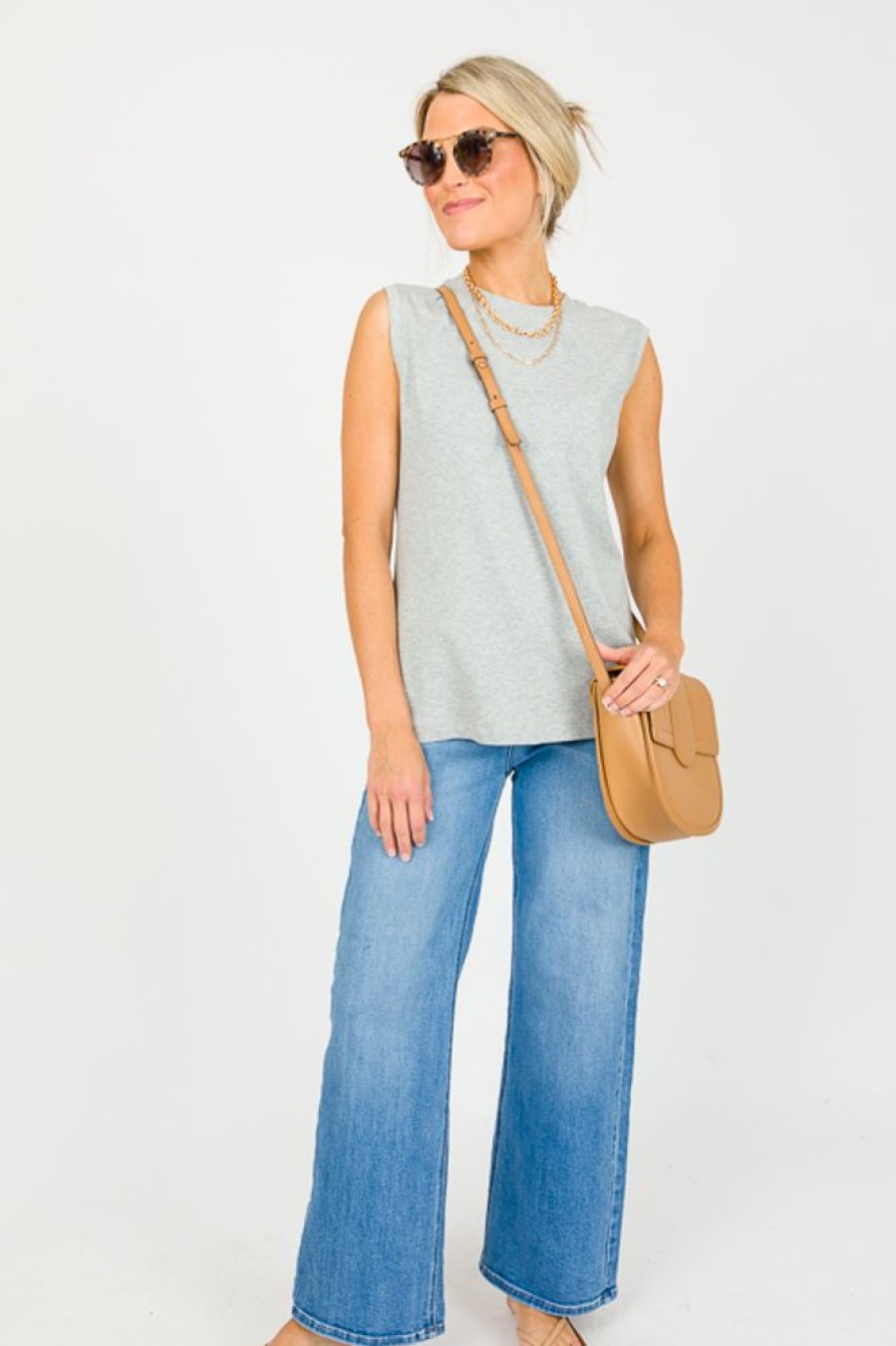 Fun 2 Fun Short Sleeve & Sleeveless | Gavin Knit Tank, Heather Grey