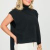 Charlotte Avery Short Sleeve & Sleeveless | High Low Sleeveless Sweater, Black