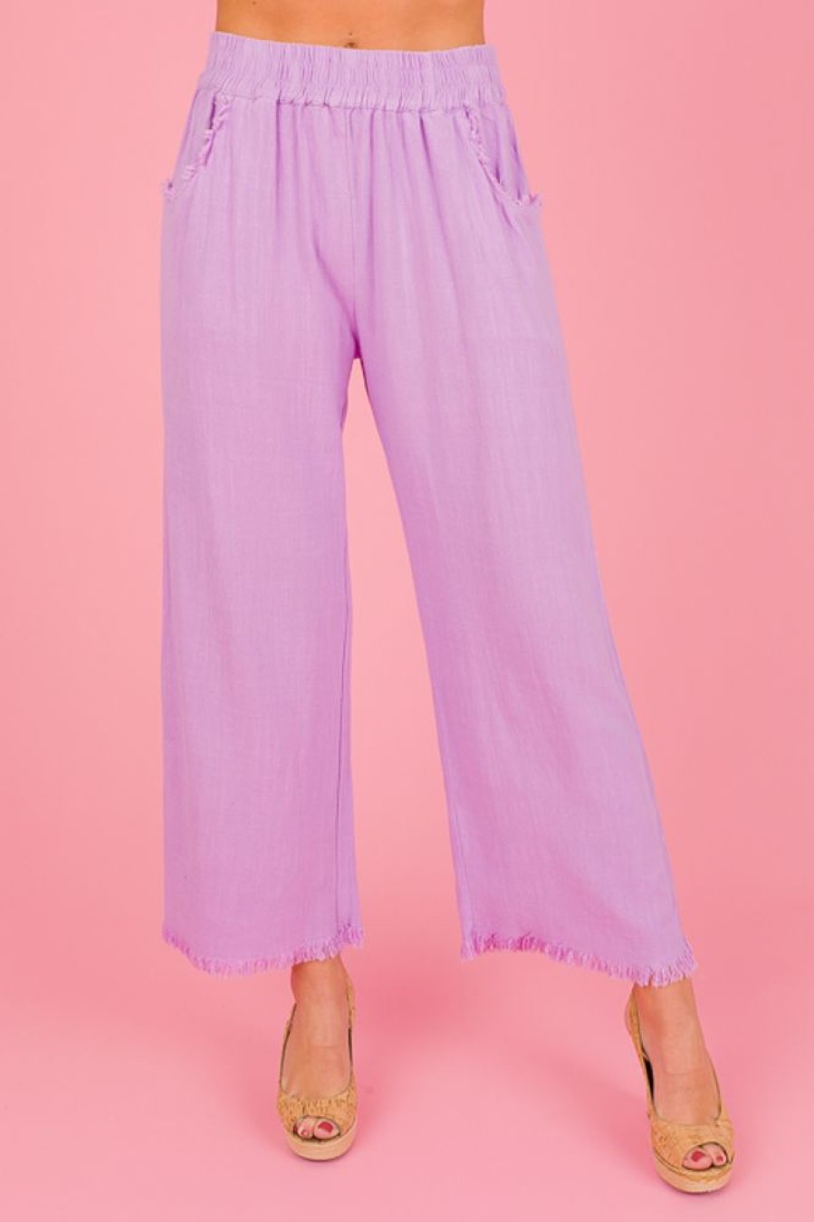 Umgee Pants & Leggings | Cropped Linen Pant, Lavender