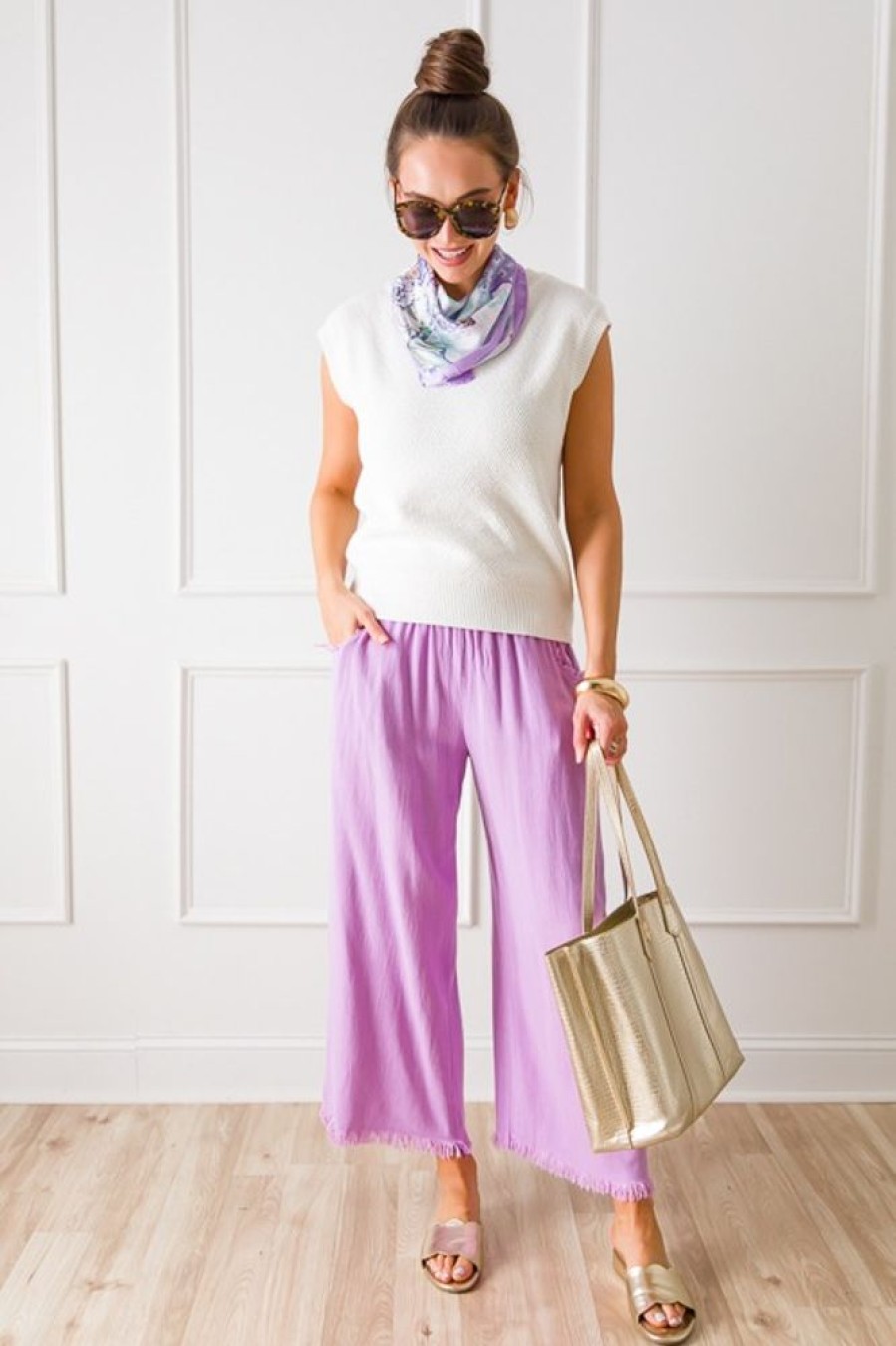 Umgee Pants & Leggings | Cropped Linen Pant, Lavender