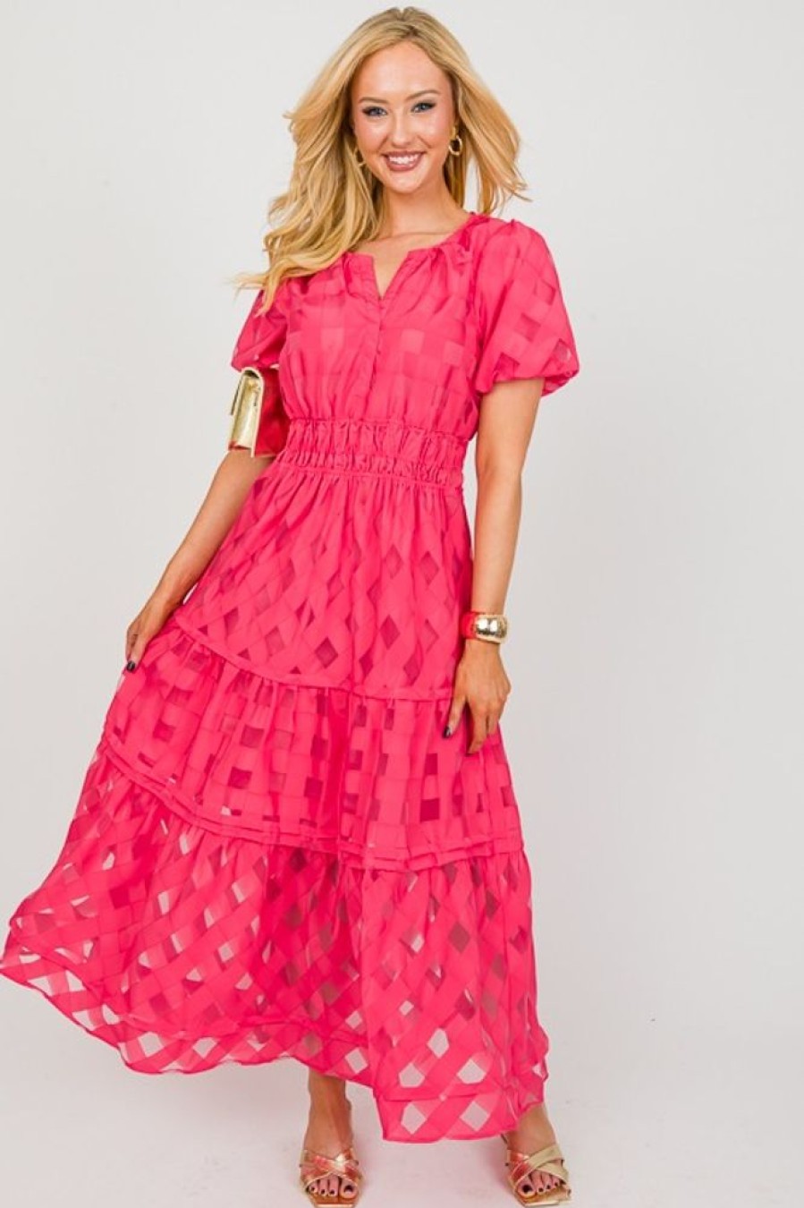 Umgee Maxi & Midi | Remi Checker Maxi, Cherry Red